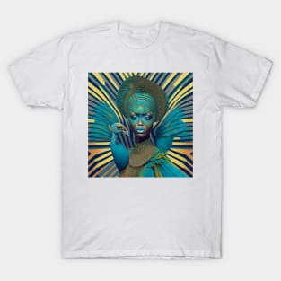 [AI Art] Queen of Peacocks, Optical Art Style T-Shirt